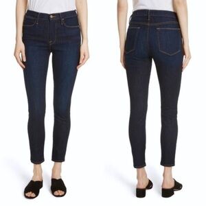 Frame Le High Skinny Crop Jeans Alessandro Dark Wash Denim High Waist